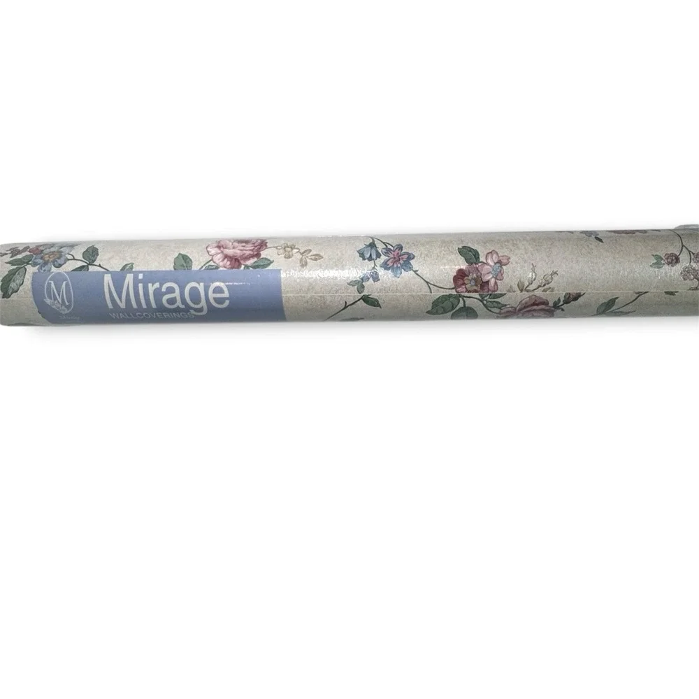 Vtg Mirage Brewster Floral Wallpaper Roll Rose Cottage Core BR 38424 Iridescent